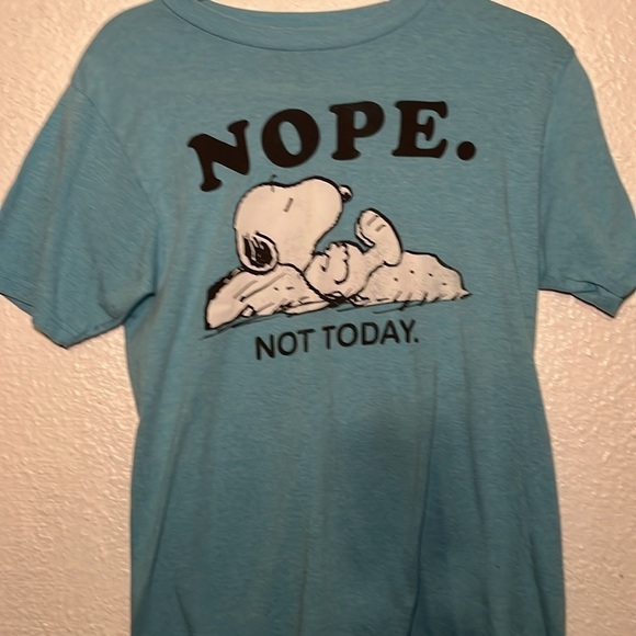 Peanuts Nope, not Today  light blue cotton T-shirt, size small - Picture 2 of 6